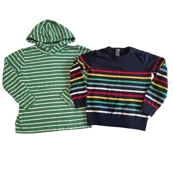 Primary Other - Primary Green and Navy Striped Kids Hoodie and Sweater